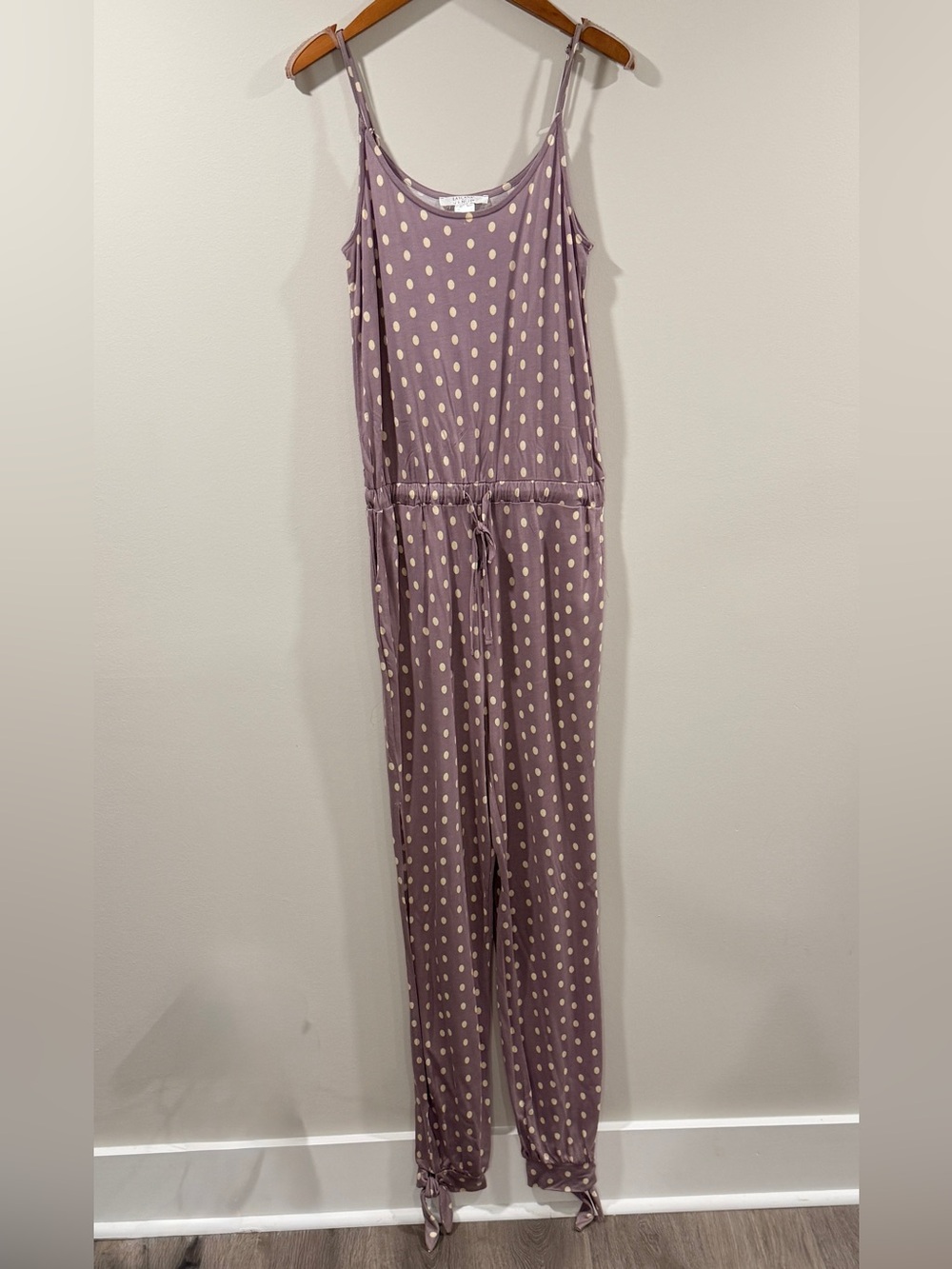Lascana for Venus Sleeveless Purple Polka Dot Drawstring Jumpsuit Size S